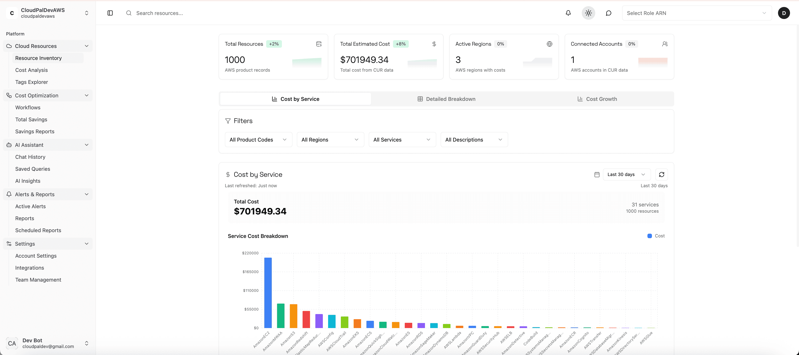 Cloud Inventory Dashboard - Multi-cloud resource management interface